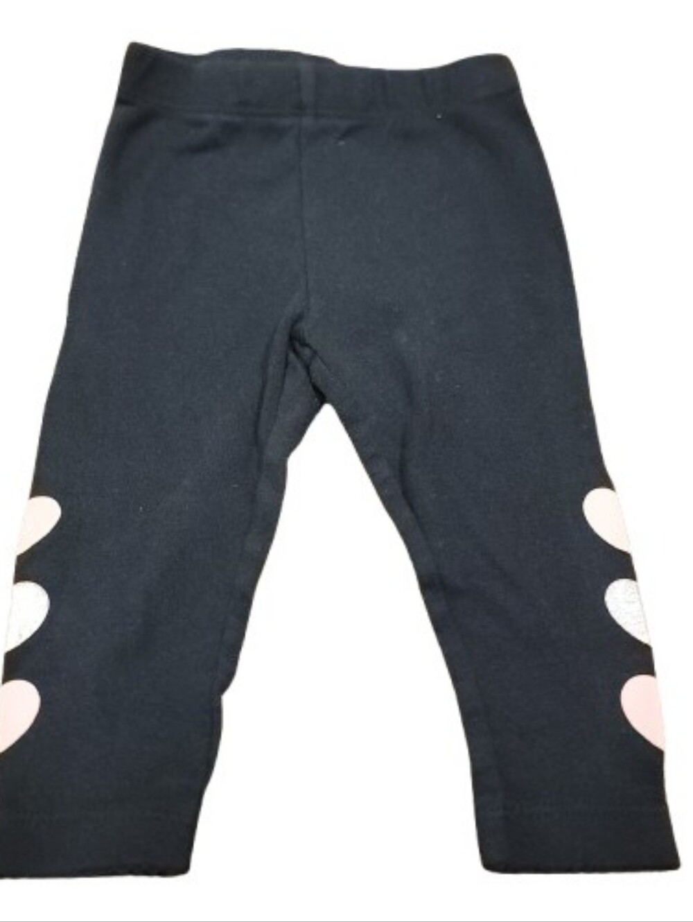 Carters Pull On Elastic Sweatpants Infant Girls Size 6M Black Pink Heart Bottoms